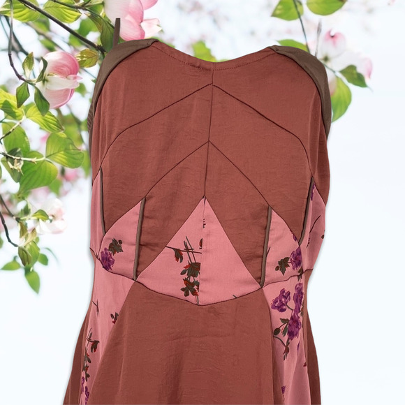 Free People Spaghetti Adjustable Strap Hi-Low Patchwork Dress Size 6 - Picture 2 of 7